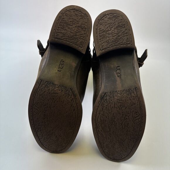 UGG Channing II Boot Dark Brown Leather Pull On 1004509 Equestrian Womens 9.5 - Picture 12 of 16